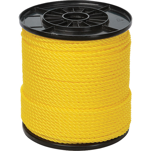 Corde torsad&eacute;e jaune &agrave; trois brins 1/4", Polypropyl&egrave;ne, 550' R.M.G. Prévention