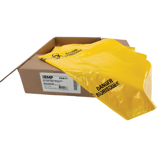 Waste Bags, Bio-Hazard, 38" L x 30" W, 2 mils R.M.G. Prévention