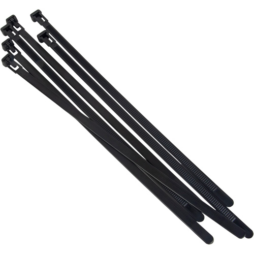 Attache-c&acirc;ble r&eacute;utilisable, Longueur 8", R&eacute;sistance &agrave; la traction 50 lb, Noir R.M.G. Prévention