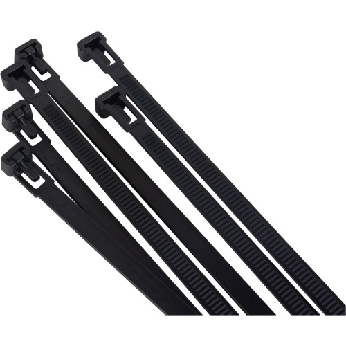 Attache-c&acirc;ble r&eacute;utilisable, Longueur 8", R&eacute;sistance &agrave; la traction 50 lb, Noir R.M.G. Prévention