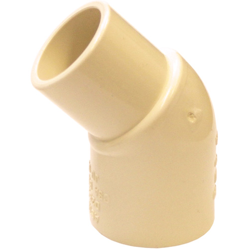 Raccord coude 45° m&acirc;le et femelle Flowguard Gold, Chantepleure x noeud, PVC-C, 1/2" R.M.G. Prévention