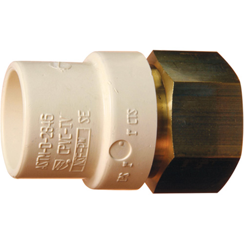 Adaptateur de tuyau filet&eacute;, Noeud x FPT, 1-1/4" dia., Laiton/PVC-C R.M.G. Prévention