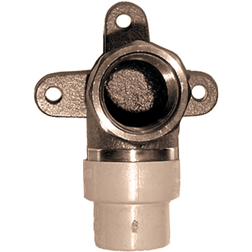Coude applique 90° monobloc, Noeud x FPT, Laiton/PVC-C, 3/4" R.M.G. Prévention