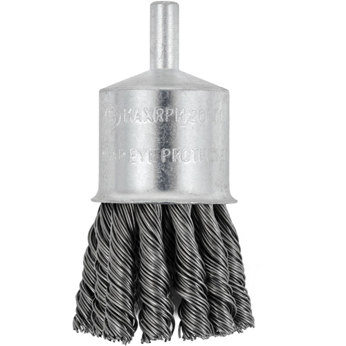 Brosse &agrave; embouts &agrave; fils nou&eacute;s torsad&eacute;s mont&eacute; sur mandrin, 1-1/8" dia. x 1/4" arbre R.M.G. Prévention