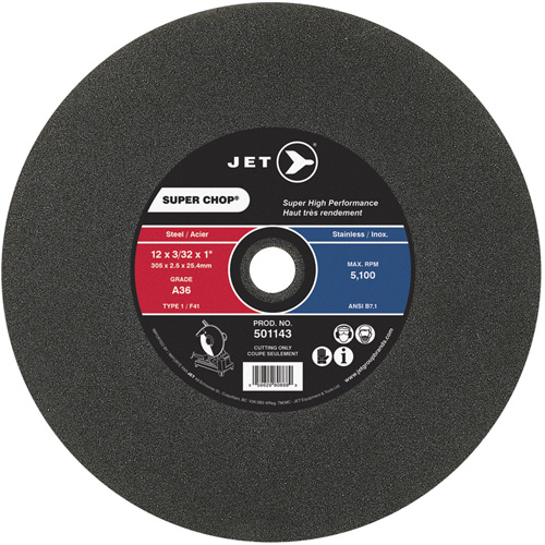 Super Chop Cut-Off Wheel, 12" x 3/32", 1" Arbor, Type 1, 5100 RPM R.M.G. Prévention
