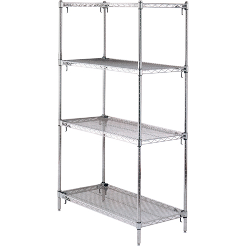ETAGERE,4 TABL18X36X63,CHROME,800LB/TABL., Tiers 4, 36" la x 63" h x 18" p R.M.G. Prévention