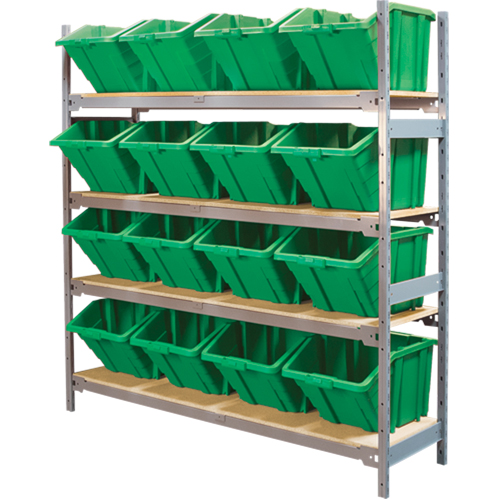 &eacute;tag&egrave;res larges avec bacs g&eacute;ants en plastique, Acier, Sans boulons, Capacit&eacute; 800 lb, 66" la x 72" h x 18" p R.M.G. Prévention