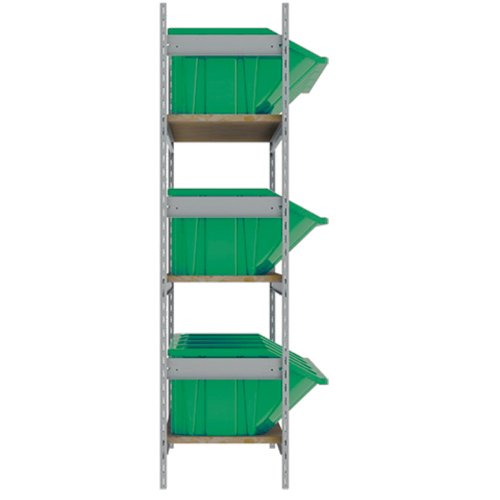 Wide Span Shelving with Jumbo Plastic Bins, Steel, Boltless, 800 lbs. Capacity, 66" W x 60" H x 18" D R.M.G. Prévention