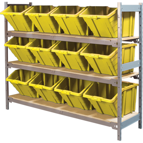 &eacute;tag&egrave;res larges avec bacs g&eacute;ants en plastique, Acier, Sans boulons, Capacit&eacute; 800 lb, 66" la x 60" h x 18" p R.M.G. Prévention