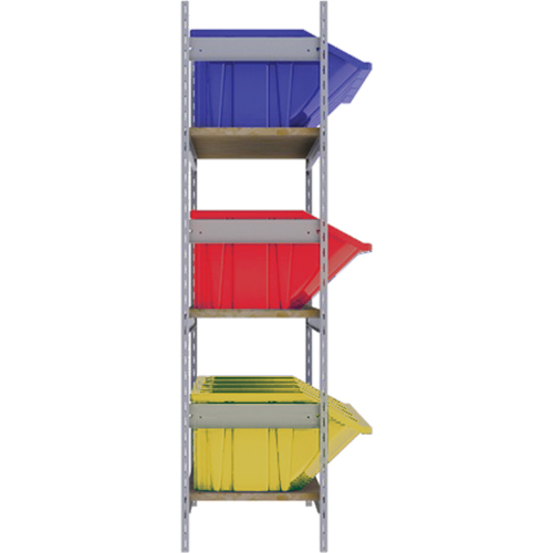 Wide Span Shelving with Jumbo Plastic Bins, Steel, Boltless, 800 lbs. Capacity, 66" W x 60" H x 18" D R.M.G. Prévention