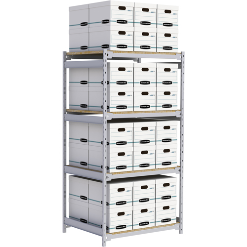 Wide Span Record Storage Shelving, Steel, 4 Shelves, 42" W x 32" D x 84" H R.M.G. Prévention