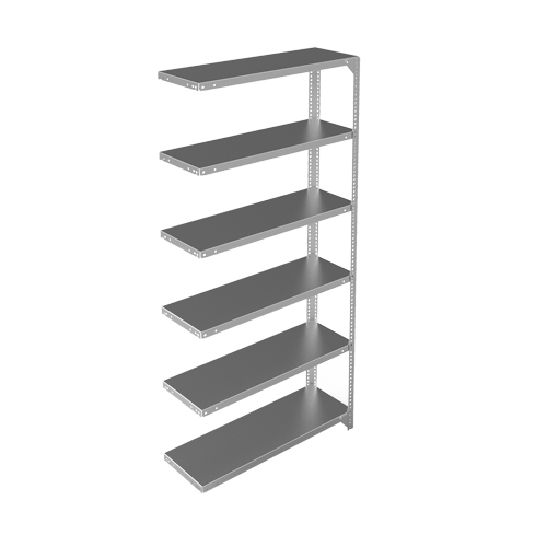 Shelving Unit, Galvanized Steel, Slotted Angle, 400 lbs. Capacity, 36" W x 72" H x 12" D R.M.G. Prévention