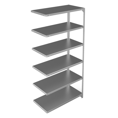 Shelving Unit, Galvanized Steel, Slotted Angle, 400 lbs. Capacity, 36" W x 72" H x 18" D R.M.G. Prévention