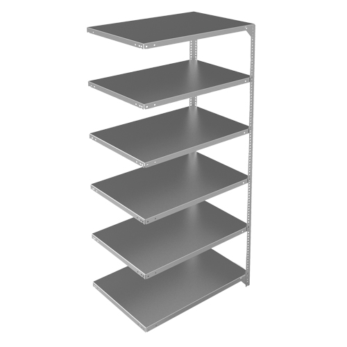Shelving Unit, Galvanized Steel, Slotted Angle, 400 lbs. Capacity, 36" W x 72" H x 24" D R.M.G. Prévention