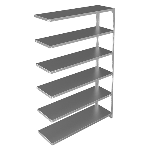 Shelving Unit, Galvanized Steel, Slotted Angle, 300 lbs. Capacity, 48" W x 72" H x 15" D R.M.G. Prévention