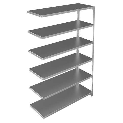 Shelving Unit, Galvanized Steel, Slotted Angle, 275 lbs. Capacity, 48" W x 72" H x 18" D R.M.G. Prévention