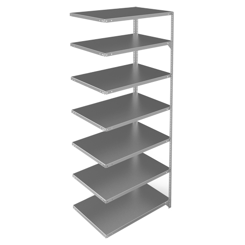 Shelving Unit, Galvanized Steel, Slotted Angle, 400 lbs. Capacity, 36" W x 84" H x 24" D R.M.G. Prévention
