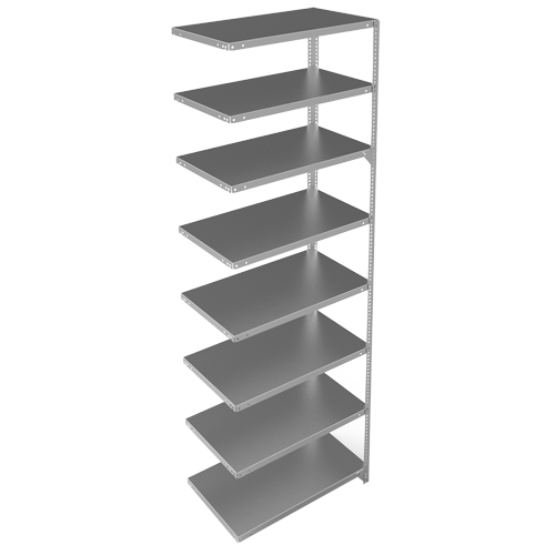 Shelving Unit, Galvanized Steel, Slotted Angle, 400 lbs. Capacity, 36" W x 96" H x 18" D R.M.G. Prévention
