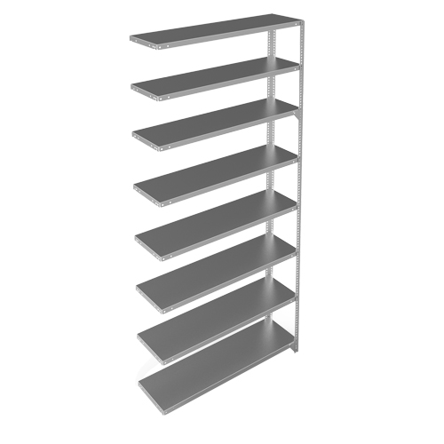 Shelving Unit, Galvanized Steel, Slotted Angle, 300 lbs. Capacity, 48" W x 96" H x 12" D R.M.G. Prévention