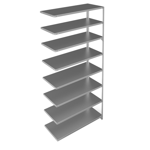 Shelving Unit, Galvanized Steel, Slotted Angle, 275 lbs. Capacity, 48" W x 96" H x 18" D R.M.G. Prévention