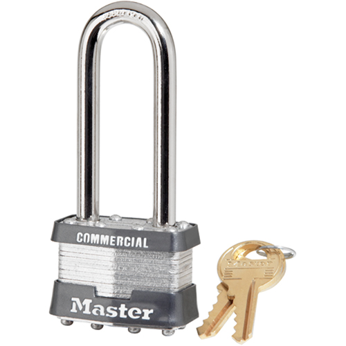 Commercial Padlock, Silver, Keyed Different, Laminated Steel, 1-3/4" Width R.M.G. Prévention