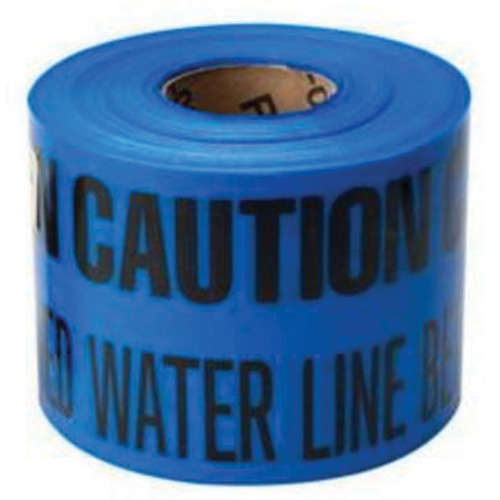 Ruban d'avertissement de danger souterrain Buried Water Line Identoline, 6" la x 1000' lo, Noir sur bleu R.M.G. Prévention