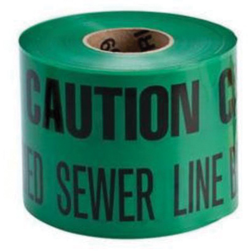 "Buried Sewer Line" Identoline&reg; Underground Warning Tape, 6" W x 1000' L, Black on Green R.M.G. Prévention