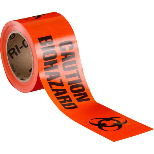Barricade Tape, English, 3" W x 200' L, 3 mils, Black on Orange R.M.G. Prévention