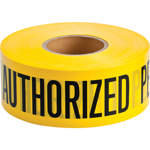 Barricade Tape, English, 3" W x 1000' L, 2 mils, Black on Yellow R.M.G. Prévention