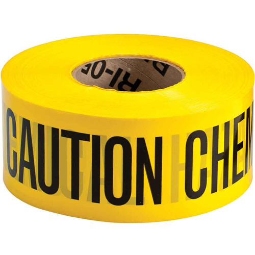 Barricade Tape, English, 3" W x 200' L, 3 mils, Black on Yellow R.M.G. Prévention