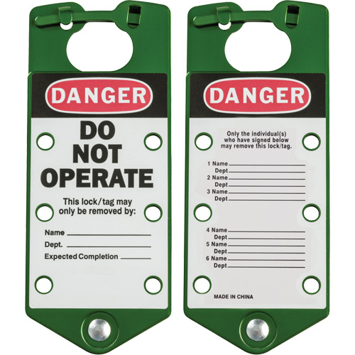 Labeled Lockout Hasps, Green R.M.G. Prévention