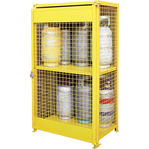 Gas Cylinder Cabinets, 12 Cylinder Capacity, 44" W x 30" D x 74" H, Yellow R.M.G. Prévention