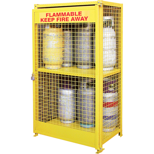 Gas Cylinder Cabinets, 12 Cylinder Capacity, 44" W x 30" D x 74" H, Yellow R.M.G. Prévention