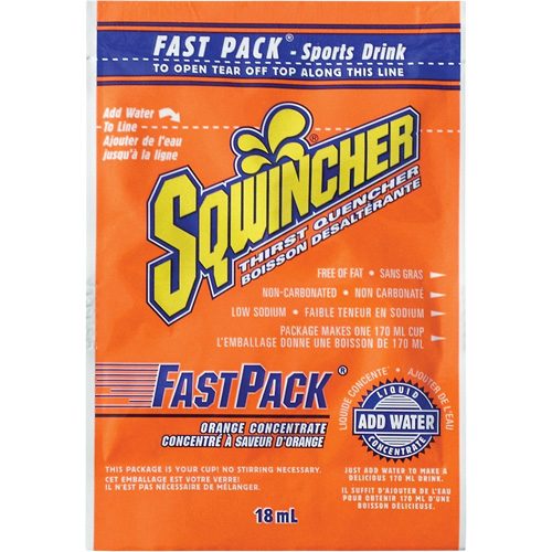Sqwincher&reg; Rehydration Drink Fast Pack&reg;, Single Serve, Orange R.M.G. Prévention