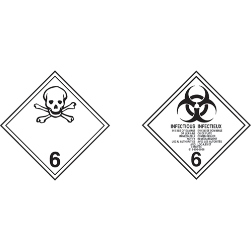 TDG Shipping Labels, Class 6.1, Toxic Substances, Vinyl R.M.G. Prévention