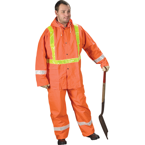 V&ecirc;tements de pluie pour la circulation Tornado, PVC, Petit, Orange haute visibilit&eacute; R.M.G. Prévention