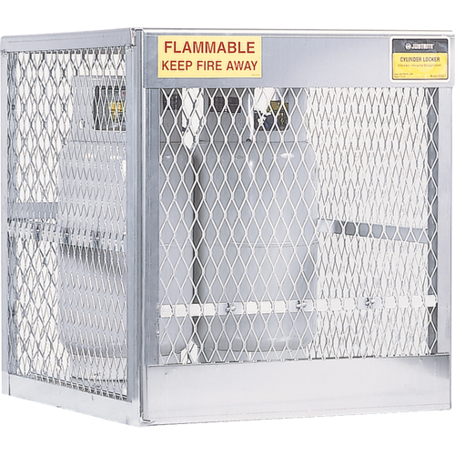 Aluminum LPG Cylinder Locker Storage, 4 Cylinder Capacity, 30" W x 32" D x 33-1/2" H, Silver R.M.G. Prévention