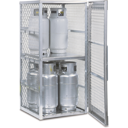 Aluminum LPG Cylinder Locker Storage, 8 Cylinder Capacity, 30" W x 32" D x 65" H, Silver R.M.G. Prévention