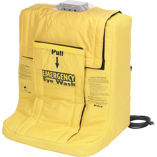 Douche oculaire On-Site avec enveloppe chauffante, Aliment&eacute; par gravit&eacute;, Capacit&eacute; 7 gal., Conformit&eacute; ANSI Z358.1 R.M.G. Prévention