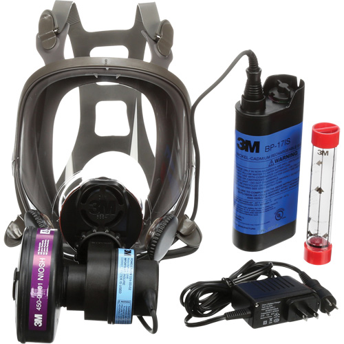 Appareils de protection respiratoire (APR) &agrave; &eacute;puration d'air motoris&eacute; port&eacute;s sur le visage Powerflow, Respirateur &agrave; masque, Pile NiCd R.M.G. Prévention
