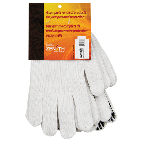 Gants tricot&eacute;s &agrave; pois, Poly/coton, Un c&ocirc;t&eacute;, Calibre 7, Moyen R.M.G. Prévention