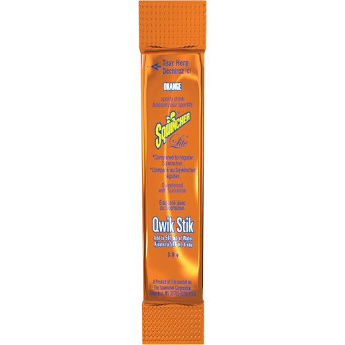 Sqwincher&reg; ZERO&reg; Qwik Stik Rehydration Drink, Powder, Orange R.M.G. Prévention