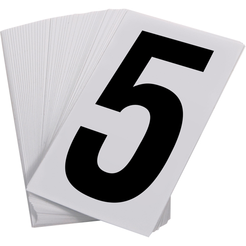 Num&eacute;ros autocollants, 5, 3-1/2" h, Noir sur blanc R.M.G. Prévention