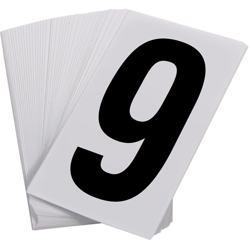 Num&eacute;ros autocollants, 9, 3-1/2" h, Noir sur blanc R.M.G. Prévention