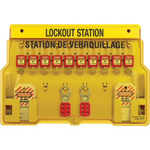 Lockout Station, Aluminum Padlocks, 10 Padlock Capacity, Padlocks Included R.M.G. Prévention