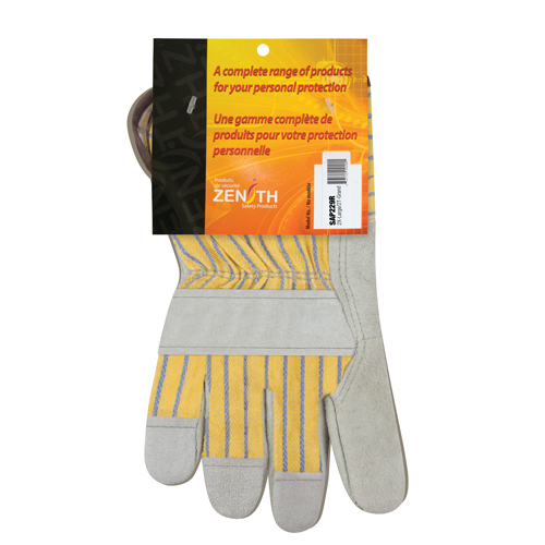 Gants d'ajusteur de qualit&eacute; sup&eacute;rieure, 2T-Grand, Paume en Cuir de vache refendu, Doublure en Coton R.M.G. Prévention