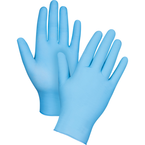 Gants jetables de calibre m&eacute;dical r&eacute;sistants &agrave; la perforation, Petit, Nitrile, 3,5 mils, Sans poudre, Bleu, Classe 2 R.M.G. Prévention