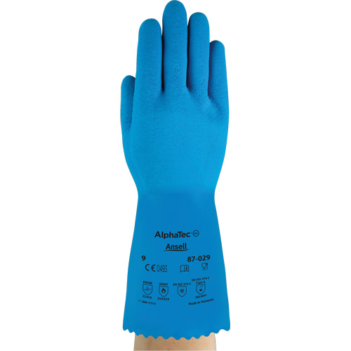 Gants AlphaTec 87-029, Taille T-Grand/10, 13" lo, Latex de caoutchouc, Doublure en Nylon, 50 mils R.M.G. Prévention