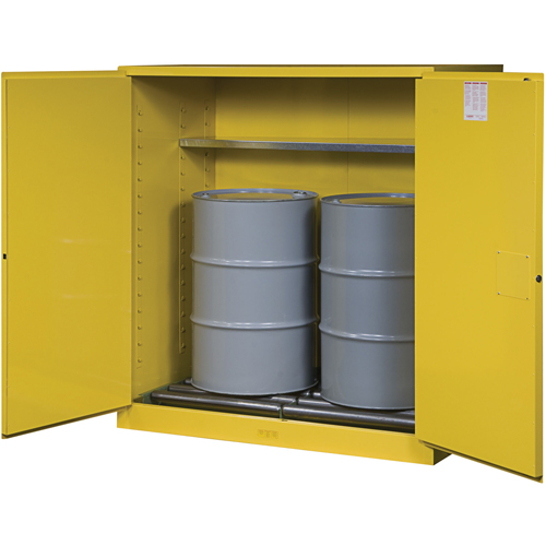 Sure-Grip&reg; EX Vertical Drum Storage Cabinets, 110 US gal. Cap., 2 Drums, Yellow R.M.G. Prévention