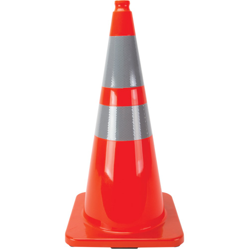 C&ocirc;nes en retrait, 28", Orange, Bande(s) r&eacute;fl&eacute;chissante(s) 4" & 6" R.M.G. Prévention